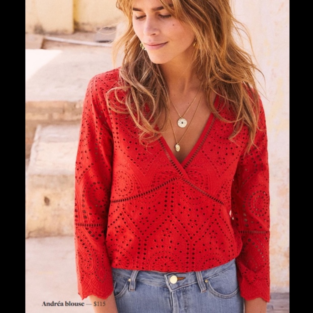 Sézane Andrea blouse in red